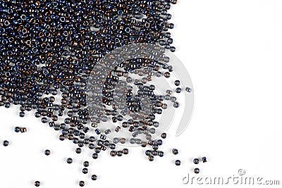 Scattering of colored beads on a white background Stock Photo