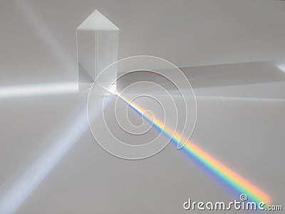 Scattering of a ray of sunlight white light through a prism creating refraction Stock Photo