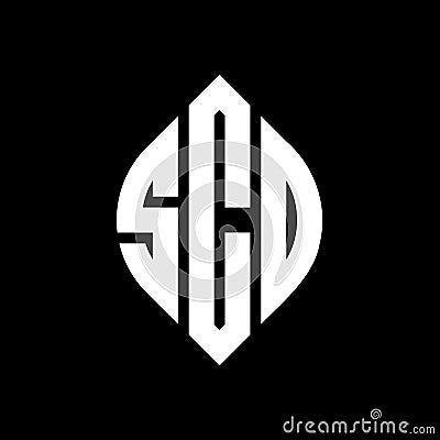 SCD circle letter logo design with circle and ellipse shape. SCD ellipse letters with typographic style. The three initials form a Vector Illustration
