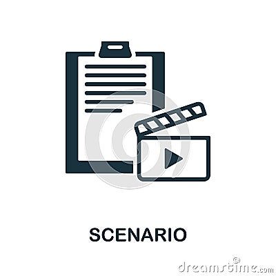 Scenario icon. Monochrome sign from video production collection. Creative Scenario icon illustration for web design Stock Photo