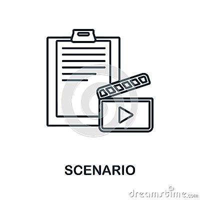 Scenario icon. Line element from video production collection. Linear Scenario icon sign for web design, infographics and Vector Illustration