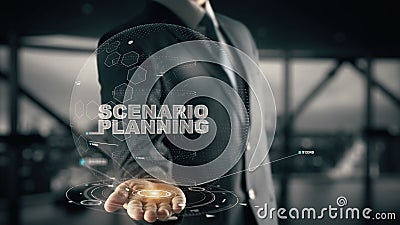 Scenario Planning with hologram businessman concept Stock Photo