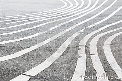 Scene of the asphalt floor with white stripes in Superkilen Park Stock Photo