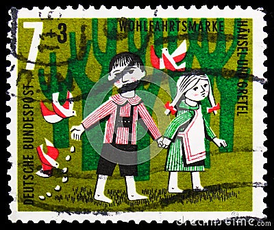 Scene from the fairy tale `Hansel and Gretel`, Welfare: Stories of the Brothers Grimm series I serie, circa 1961 Editorial Stock Photo