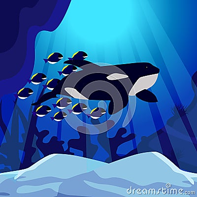 Scene with fish under the ocean Vector Illustration