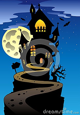 Scene with Halloween mansion 2 Vector Illustration
