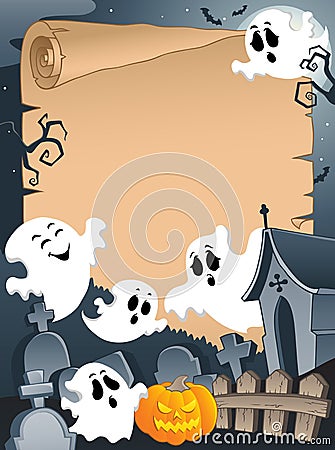 Scene with Halloween parchment 4 Vector Illustration