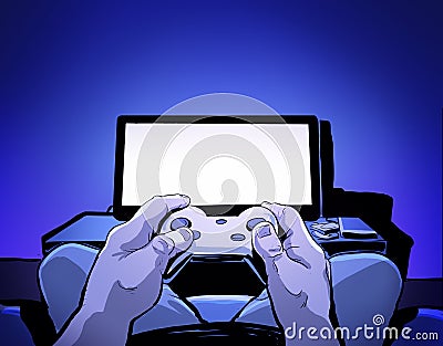 Illustration playing videogames Stock Photo