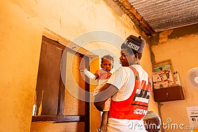 Scene of health center activity in village in Africa, Senegal Editorial Stock Photo