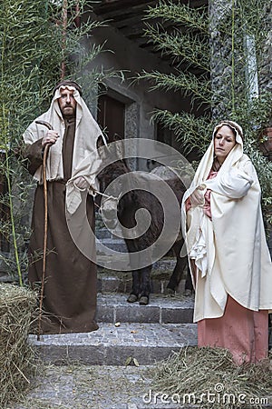 Scene of Jesus life. The flight into Egypt Editorial Stock Photo