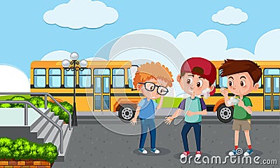 Scene with kid bullying their friend at school Vector Illustration