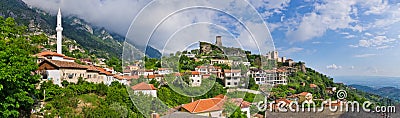 Scene with Kruja castle near Tirana, Albania Stock Photo