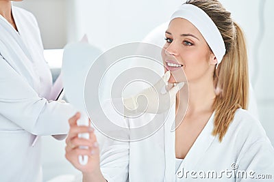 A scene of medical cosmetology treatments botox injection. Stock Photo