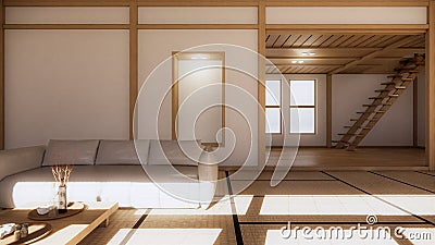 Scene multi function room ideas, japanese room interior design.3D rendering Stock Photo