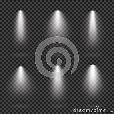 Scene realistic illumination collection, transparent effects. Bright lighting with spotlights - stock vector Vector Illustration