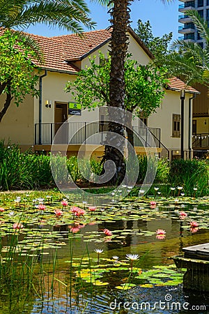 Scene of the Sarona compound, in Tel-Aviv Editorial Stock Photo