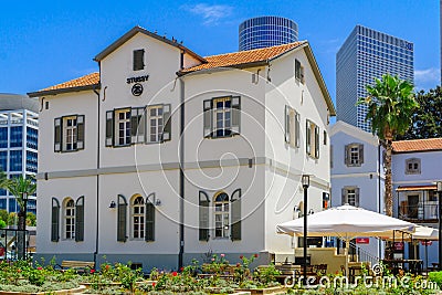 Scene of the Sarona compound, in Tel-Aviv Editorial Stock Photo