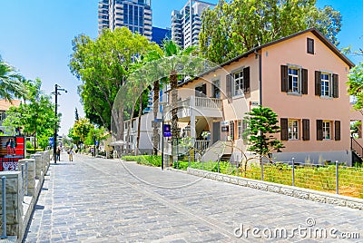 Scene of the Sarona compound, in Tel-Aviv Editorial Stock Photo