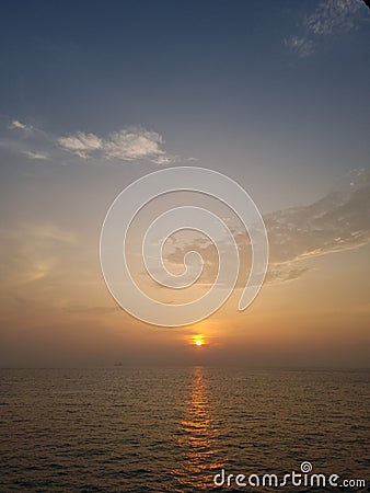 Scene, sea and sunrise: appease and free Stock Photo