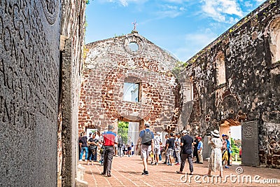 Scene of St Paul`s Church in Malacca. Editorial Stock Photo