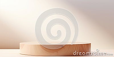 Scene stage decoration for promotion sale or advertising of beauty and spa products and cosmetics. 3d empty minimalistic wooden Stock Photo