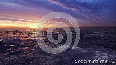 Scene of sunset and beautiful colorful sky and sea. 3D Rendering Stock Photo