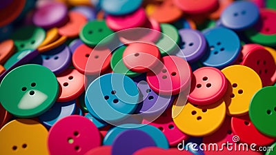 A Scene Of A Vivid Assortment Of Colorful Buttons On A Table AI Generative Stock Photo