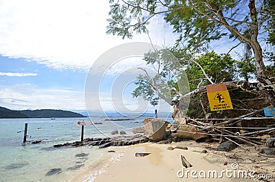 Beach in Sapi Island, Sabah Malaysia. Stock Photo