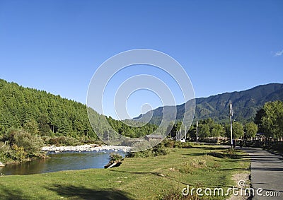 Scenery from Central Bhutan at Jakar, Bumthang Stock Photo