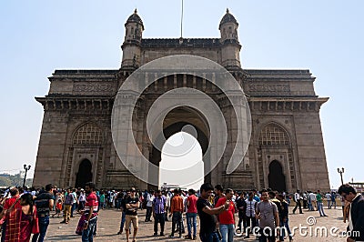 Scenery of Gateway of India in Mumbai, India. Editorial Stock Photo