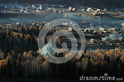 Scenery of Golden Autumn Stock Photo