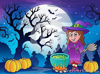 Scenery with Halloween character 3 Vector Illustration