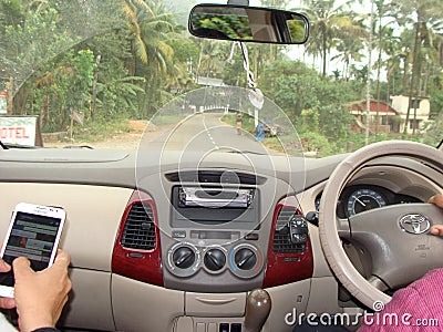 Highway drive in Kerala Editorial Stock Photo