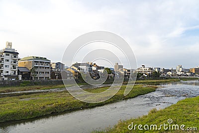 Scenery of Kamogawa River in Kyoto, Japan Stock Photo