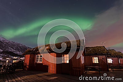 Scenery northern lights Aurora borealis Stock Photo