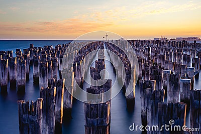 Scenery of Princes Pier in melbourne at dusk Stock Photo