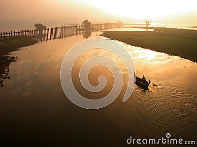 Scenery of Ubein Bridge Stock Photo
