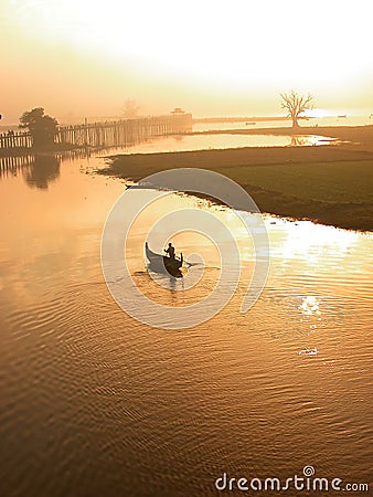 Scenery of Ubein Bridge Stock Photo