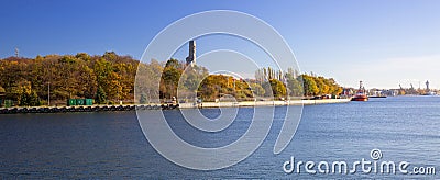 Scenery of Vistula river at Westerplatte monument in Gdank Stock Photo