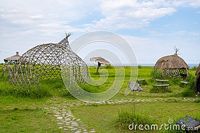 Scenery of Xinshe Terraces by sea in Hualien, Taiwan Stock Photo