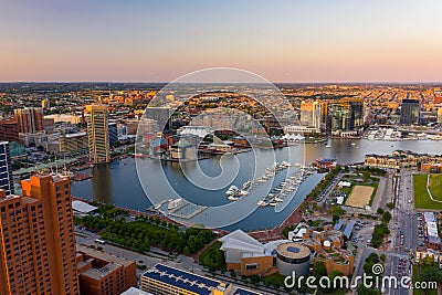 Scenic aerial drone photo of Baltimore MD Stock Photo