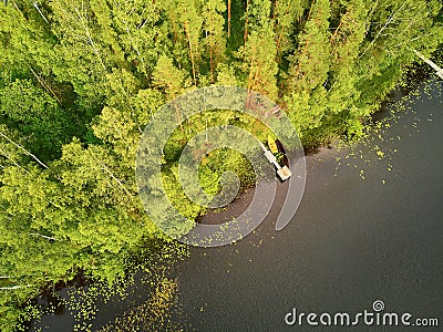 Scenic aerial view of Helgtrask lake in Sipoonkorpi national park Stock Photo