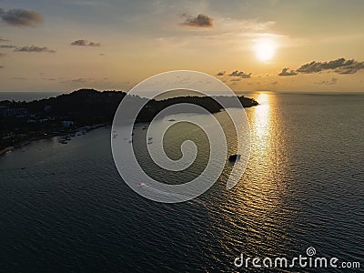 Scenic aerial view of Sunset sea from Bang Thao beach, Thailand Stock Photo