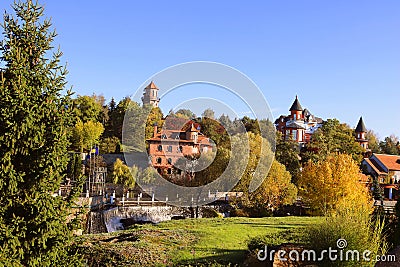 Scenic autumn view of landscape park, Buki or Buky, Ukraine Editorial Stock Photo