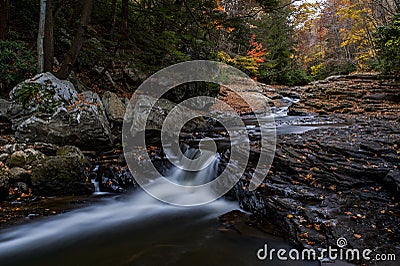 Scenic, Autumn View of Mountain Stream - Waterfall - Ohio Stock Photo