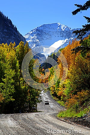 Scenic back road driving Stock Photo