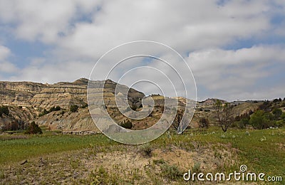 Scenic Badlands Landscape in the Summer Time Stock Photo