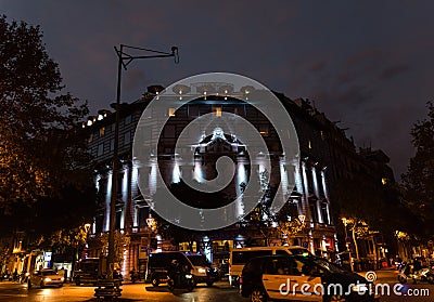 Scenic Barcelona street view at dusk Editorial Stock Photo