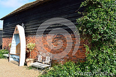 Scenic barn with boat Stock Photo