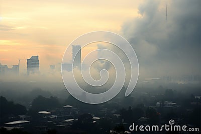 Scenic beauty marred by the ominous view of air pollution Stock Photo